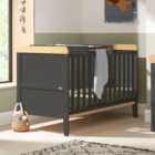 Tutti Bambini Rio Cot Bed With Cot Top Changer & Mattress Slate Grey/Oak