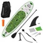 HOMCOM 10Ft Inflatable Surfing Board With Paddle Fix Bag Air Pump Fin Backpack Green