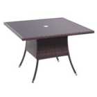 Livingandhome 105cm Patio Garden Square Rattan Glass Dining Table - Brown
