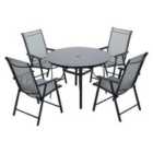Livingandhome 5pc Garden Furniture Set Glass Table And 4 Folding Chairs