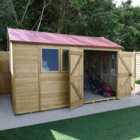 Forest Garden Timberdale T&G Pressure Treated 12x8 Reverse Apex Shed - Double Door