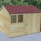 Forest Garden Timberdale T&G Pressure Treated 10x8 Reverese Apex Shed - Double Door