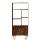 IH Design Multi Shelf Bookcase With Doors Dallas Dark Mango Wood