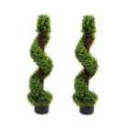 Greenbrokers Artificial Spiral Boxwood Topiary Tree 90Cm/3Ft(set Of 2)