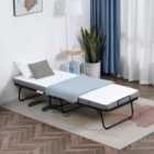 HOMCOM Folding Bed With 10cm Mattress Portable Foldable Guest Bed with Wheels