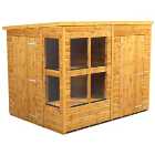 Powersheds Pent Shiplap Dip Treated Potting Shed including 4ft Side Store - 8 x 6ft