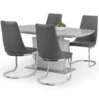 Julian Bowen Como High Gloss Grey Table And 4 Como Chairs Set