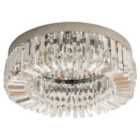 HOMCOM Crystal Ceiling Light Modern Chandelier For Living Room Bedroom Silver