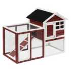 PawHut 122cm Wooden Rabbit Hutch w/ Tray, Ladder and Run