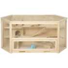 PawHut Three-tier Wooden Hamster/Gerbil Cage Play Centre