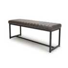 Archer Leather Effect Grey Dining Bench