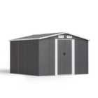 Livingandhome 8 x 8ft Metal Garden Shed w/ Foundation - Dark Grey