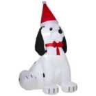 HOMCOM 1.8M Inflatable Christmas Puppy Dog Wearing Santa Hat Built-in LED Light