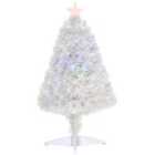 HOMCOM 2.5Ft Prelit Artificial Tabletop Christmas Tree with Fibre Optics for Desk