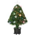HOMCOM 2' LED Prelit Artificial Fibre Optic Tabletop Christmas Tree