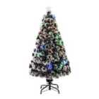 HOMCOM 4ft Frosted Pre-Lit Artificial Fibre Optic Christmas Tree with Scattered LED Lights
