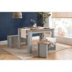 Birlea Highgate Dining Table And Bench Set Grey & Oak Effect