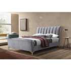 Birlea Double Clover Fabric Bed Grey Velvet