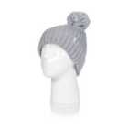 Heat Holders Ladies Ribbed Turn Over Hat With Pom Pom - Light Grey