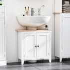 HOMCOM Bathroom Pedestal Under Sink Cabinet - White