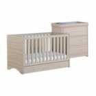 Veni Oak Room Set 2 Pieces With Drawer - Cot Bed Chest