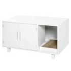 PawHut Cat Litter Box Enclosure & House W/ Nightstand & End Table Design - White