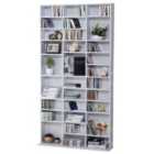 HOMCOM CD DVD Media Storage Bookcase Display Unit Adjustable White