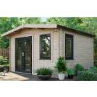 Powersheds Left Hand Door Apex Chalet Log Cabin - 12 x 12ft