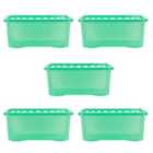 Wham Crystal 45L Storage Box and Lid Set Of 5 - Tint Leprechaun Green