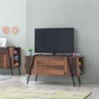 Abbey TV Unit Stand Cabinet Rustic Industrial Oak Effect