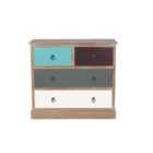 Pine Wood Multicoloured 4 Drawer Unit