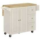 HOMCOM Drop-leaf Kitchen Island On Wheels Utility Storage Cart With Drawers