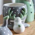 Crossland Grove Reindeer Pot w/ Lid Grey 145x125x175mm