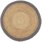 Origins Jute Border Round Rug Grey 150cm Diameter