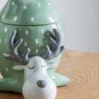 Crossland Grove Reindeer Pot w/ Lid Green 145x125x175mm