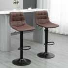 HOMCOM Adjustable Set Of 2 Bar Stools With 360° Swivel Brown