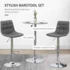 HOMCOM Adjustable Set Of 2 Bar Stools With 360° Swivel Grey