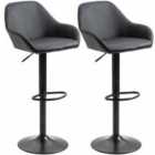 HOMCOM Adjustable Bar Stools Set Of 2 PU Leather And Steel Base Black