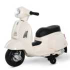 HOMCOM Kids Vespa Ride On Motorcycle 6V Electric Toy - White