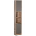 HOMCOM 170cm Freestanding Storage Cabinet Slimline Unit With 2 Cupboards 2 Shelves