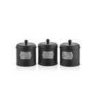 Rozi 17cm Coffee, Tea, And Sugar Canister Set - Black