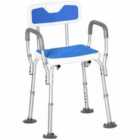 Homcom Eva Padded Shower Stool With Back And Arms Blue