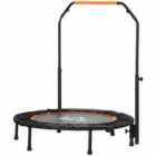 Homcom 40" Foldable Mini Fitness Trampoline W/ Adjustable Foam Handle Black And Orange