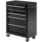 HOMCOM 5-Drawer Lockable Steel Tool Storage Cabinet with Wheels Handle - H82.5 x L61.5cm