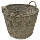 JVL Chunky Willow Round Laundry Storage Basket with Handles Natural 50 x 50 x H40cm