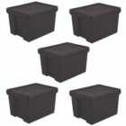 Wham Bam Black Heavy Duty Recycled Box with Lid 45L - Set of 5