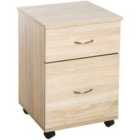Zennor Kepler 2 Draw Filing Cabinet with Wheels - Oak