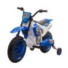 HOMCOM 12V Kids Ride-on Electric Motorbike With Training Wheels - Blue