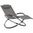 Outsunny Outdoor Orbital Lounger Zero Gravity w/ Pillow - Grey