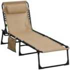 Outsunny Portable Sun Lounger w/ 5-position Adjustable Backrest - Beige